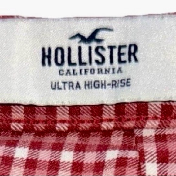 Hollister Skirt Women's Medium Short Mini Slit Ultra High Rise Red White Plaid - Picture 7 of 9
